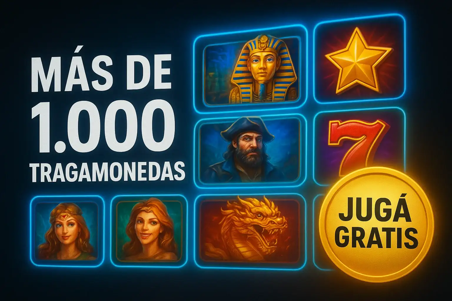 Banner de casino con más de 1.000 tragamonedas, jugá gratis